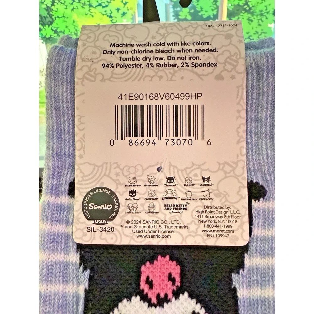 Hello Kitty & Friends Mens Crew Socks Kuromi Keroppi Pochacco 2024 Sanrio Stripe